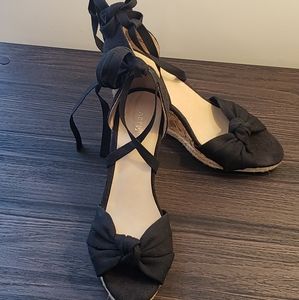 Apt. 9 Cherry Black Wedge Lace Up Heel Sandles